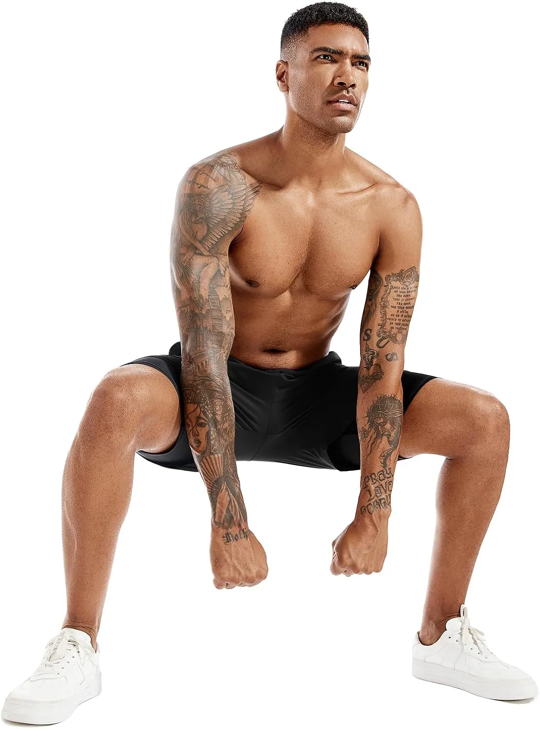 TENJOY Men's 2 in 1 Running Shorts 5 in or 7 in Quick Dry Gym Athletic Workout Shorts for Men with Phone Pockets