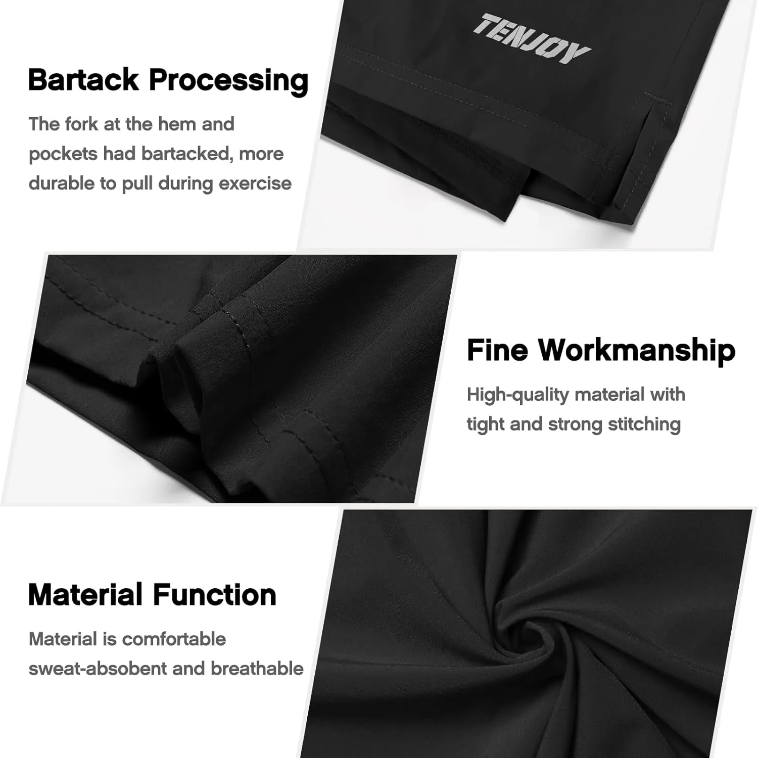 TENJOY Men's 2 in 1 Running Shorts 5 in or 7 in Quick Dry Gym Athletic Workout Shorts for Men with Phone Pockets