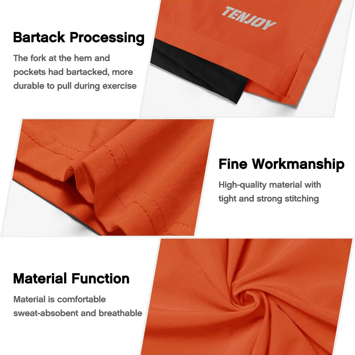 TENJOY Men's 2 in 1 Running Shorts 5 in or 7 in Quick Dry Gym Athletic Workout Shorts for Men with Phone Pockets