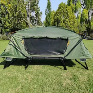 Tent Cot Folding Off The Ground Waterproof Camping Sleeping Bed with Rain Cover