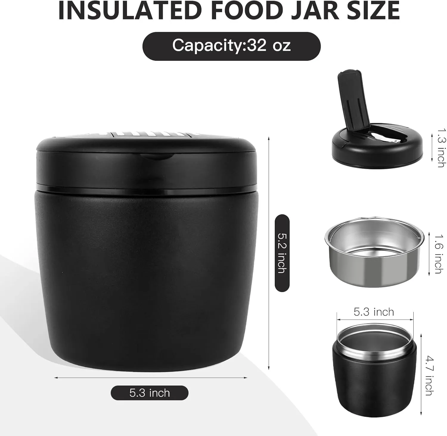 Thermo for Hot Food 32OZ Soup Thermo for Adults Vacuum Insulated Stainless Steel Food Jar Wide Mouth Leakproof Lunch Containers with Spoon for School Office