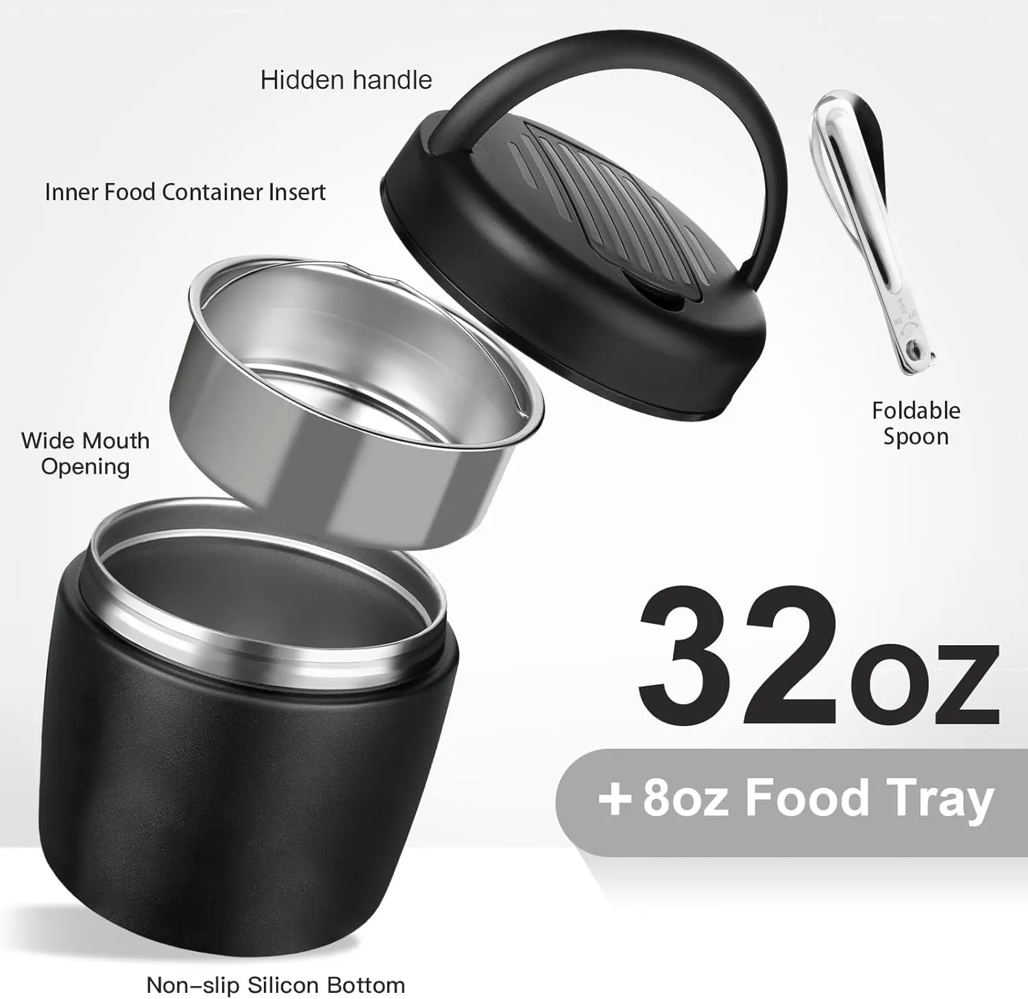 Thermo for Hot Food 32OZ Soup Thermo for Adults Vacuum Insulated Stainless Steel Food Jar Wide Mouth Leakproof Lunch Containers with Spoon for School Office