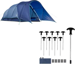 TIMBER RIDGE 8 Person Camping Tent Blue & 10 Pack Tent Stakes