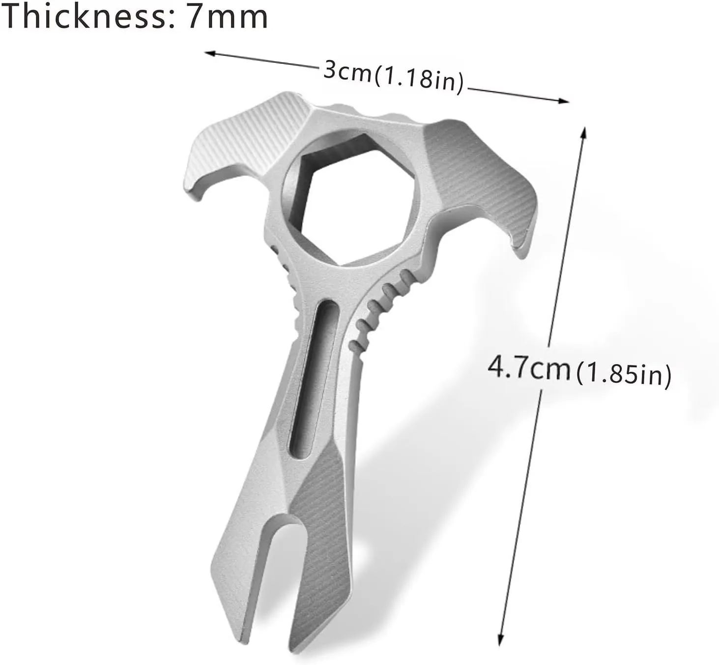 titanium edc pry bar keychain can opener portable multi-function tool 10mm wrench Mini crowbar outdoor emergency vehicle tool（Stone washing）
