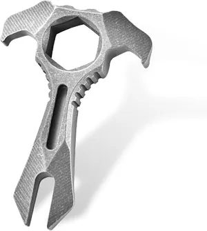titanium edc pry bar keychain can opener portable multi-function tool 10mm wrench Mini crowbar outdoor emergency vehicle tool（Stone washing）