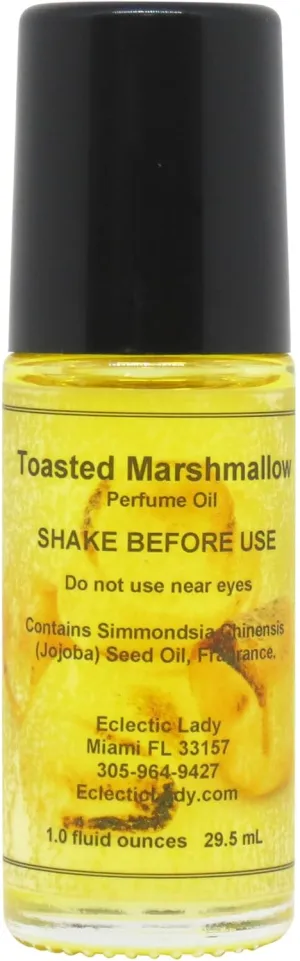 Toasted Marshmallow Perfume Oil, 1.0 Oz Portable Roll-On Fragrance with Long-Lasting Scent, Delightful Essential Oils and Jojoba Oil For Daily Use