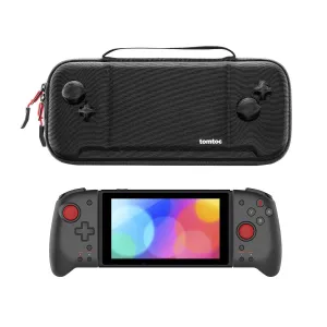tomtoc Carrying Case for Hori Nintendo Switch Split Pad Pro Controller, Hard Shell Protective Travel Bag with 30 Game Cartridges, Switch Binbok Joy Pad Controllers case, Shockproof, Lightweight