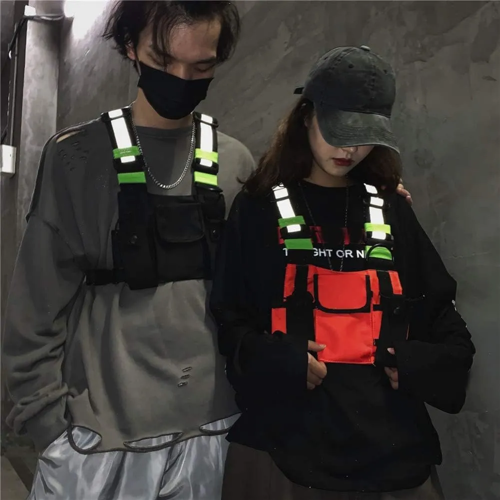 Tool Vest,Chest Rig Bag Men Women Multi-Pocket Vest Hip Hop Chest Pack Functional Utility Vest for Men