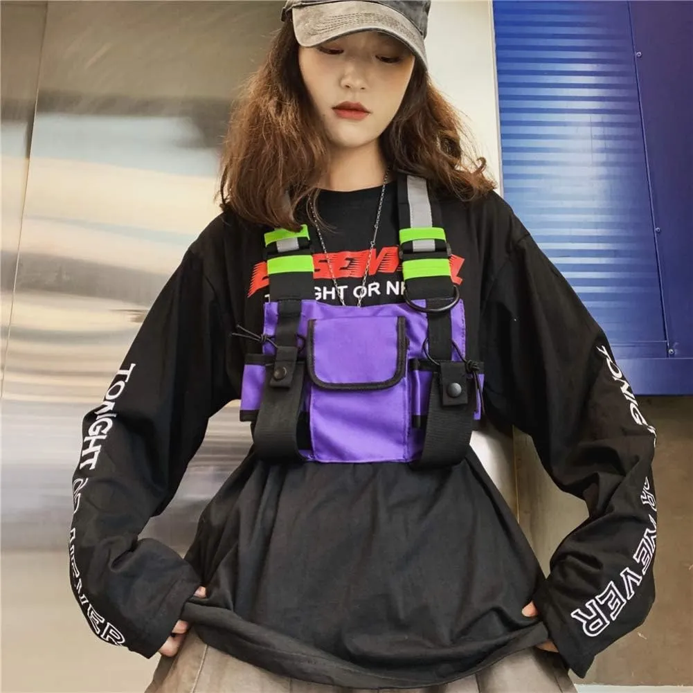 Tool Vest,Chest Rig Bag Men Women Multi-Pocket Vest Hip Hop Chest Pack Functional Utility Vest for Men