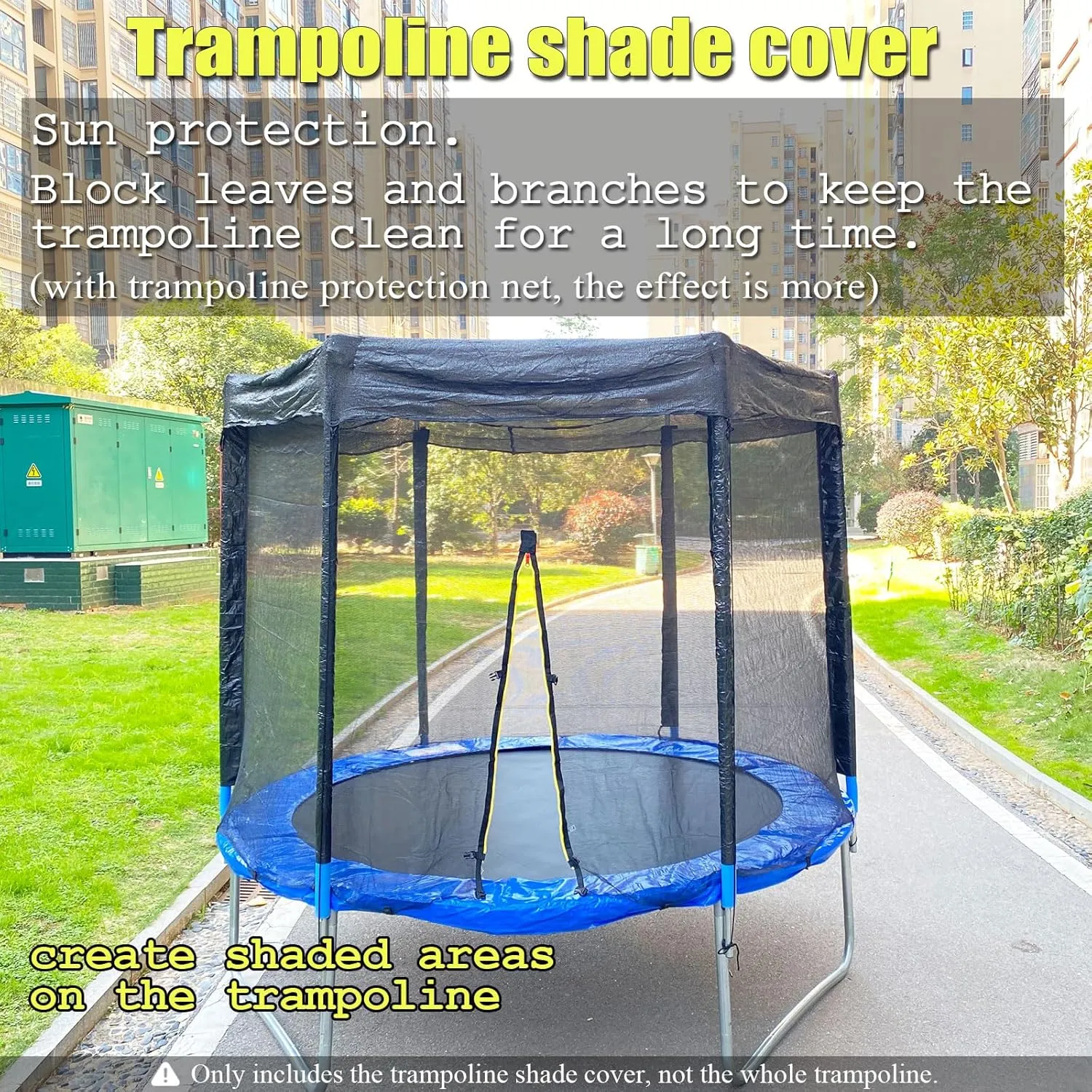 Trampoline Cover,Trampoline Shade Cover for 8ft-14ft Straight Pole Round Trampoline Outdoor Sun Protection Block Leaves,Only Trampoline Top Cover (12FT 8 poles)