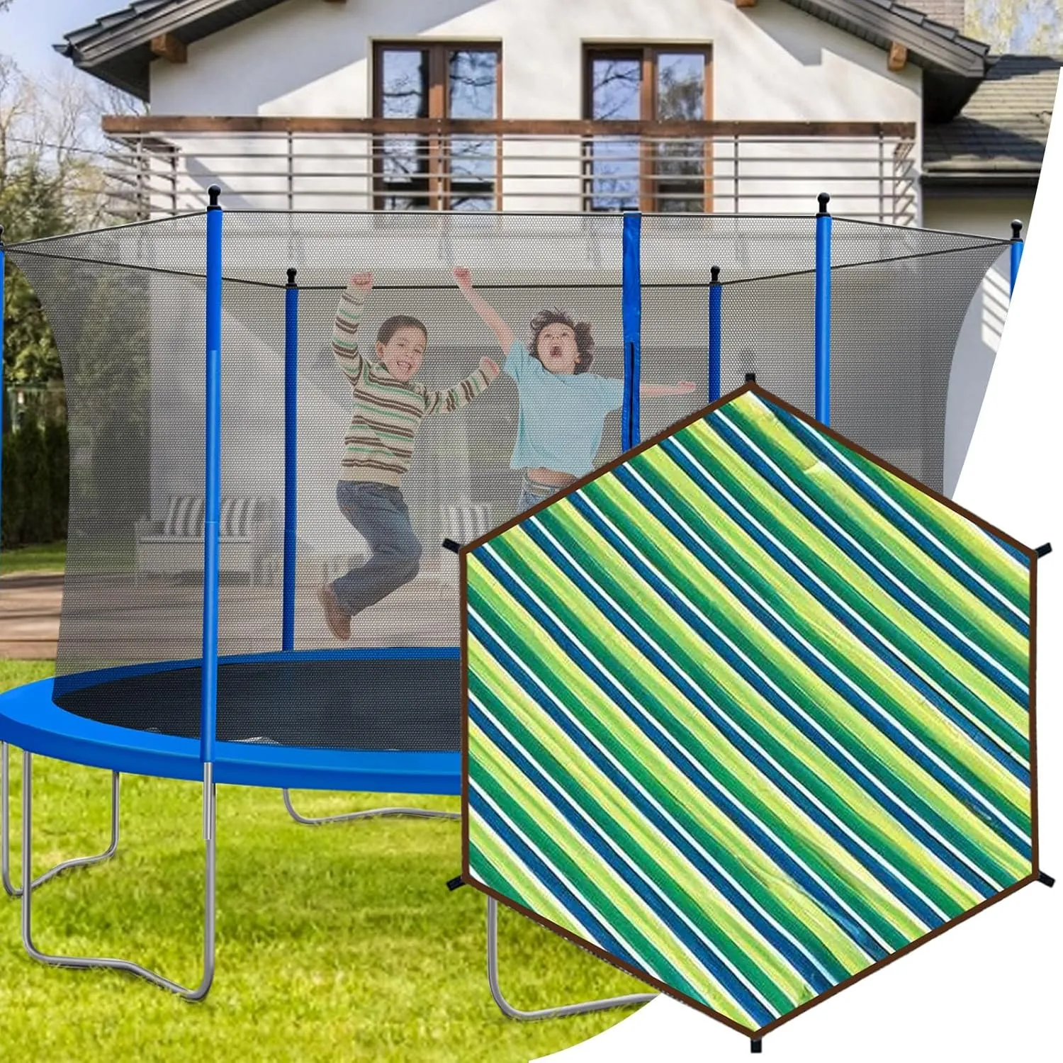 Trampoline Sunshade,Waterproof UV Protection Trampoline Tent Cover,Tear Resistant&Soft Outdoor Sun Protection Cover,Backyard Garden Use,All Season- 6ft-15ft