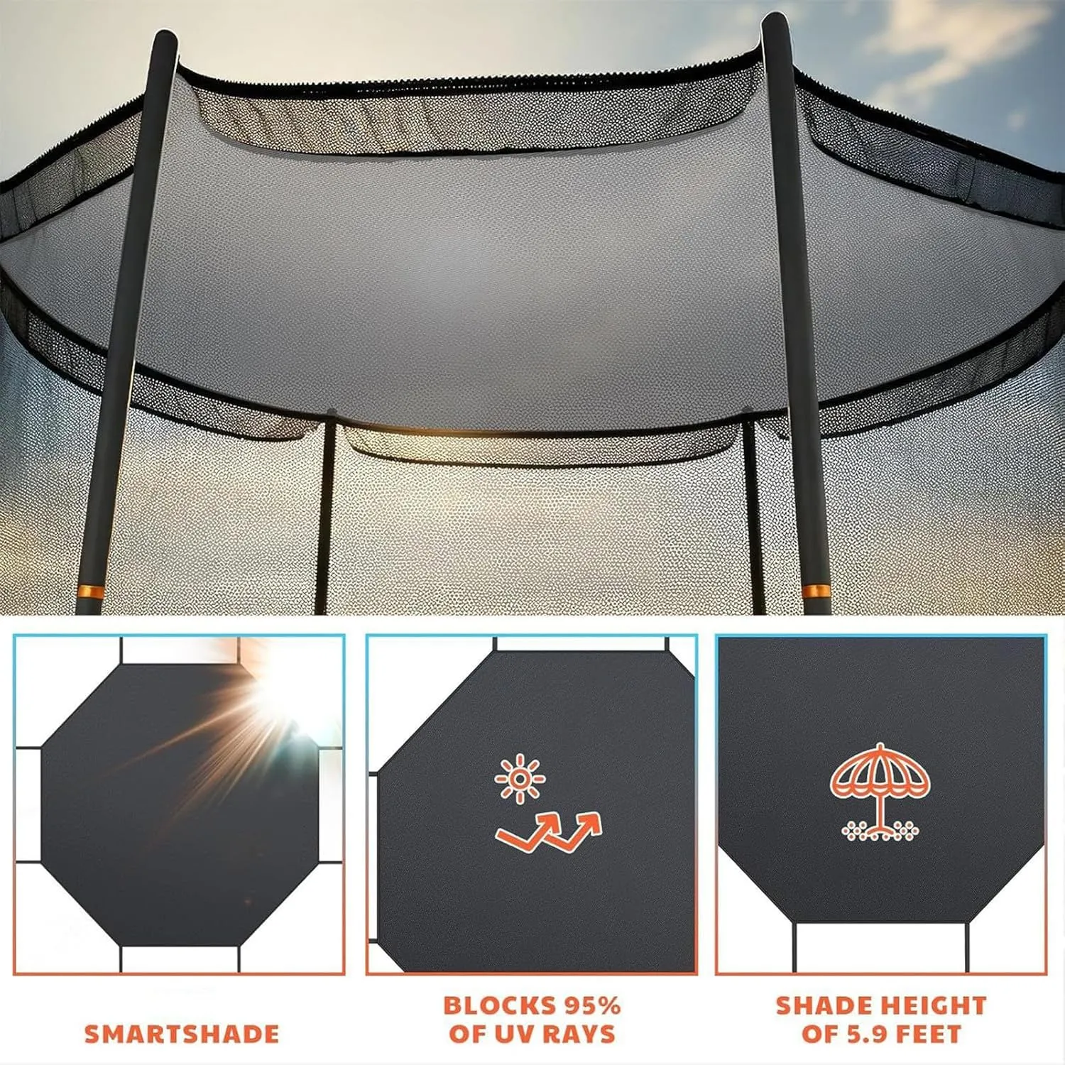 Trampoline Tent Cover,Waterproof Trampoline Top Shade Cover | Waterproof Sunshade Easy to Install Replacement Part for Garden, Backyard & Playground