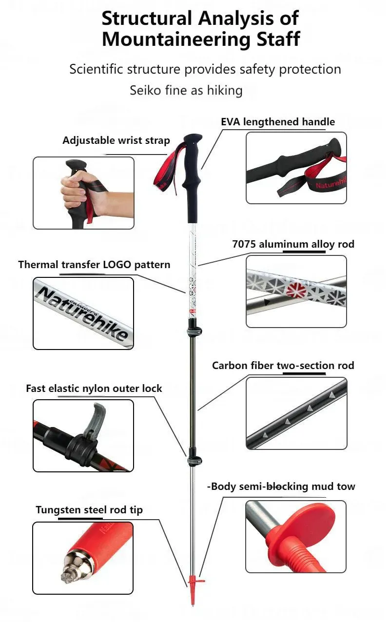 Trekking Satisfaction guaranteed Aluminium Green Plug-and-play Carbon Army And - Pole Naturehike