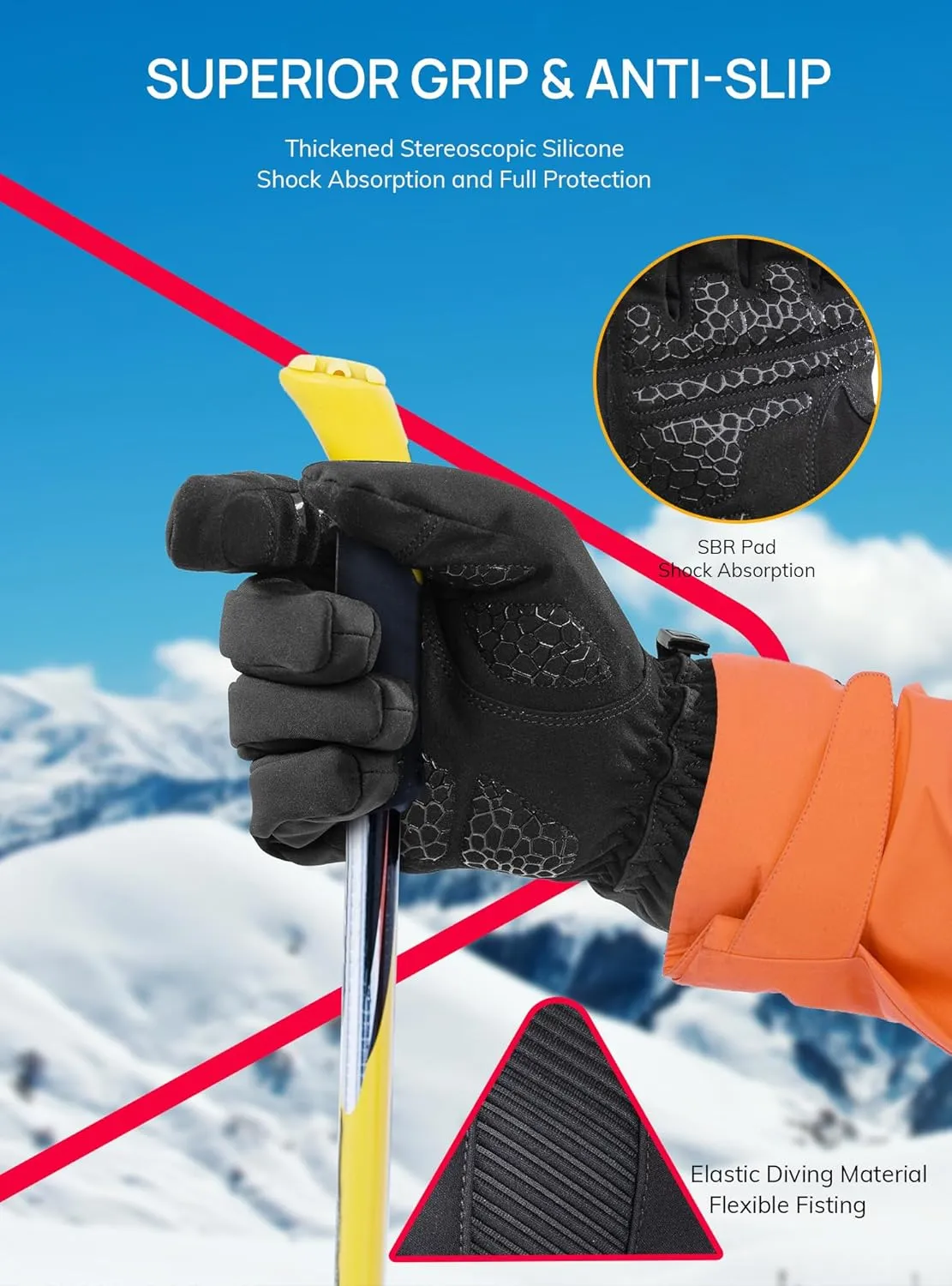 TRENDOUX Winter Gloves for Men Snowboard: 3M Thinsulate -20℉ Windproof Warm Insulated Women Snow Glove with Touchscreen Anti-Slip for Skiing Work Driving Riding