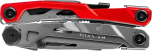True Utility TI Locking Pocket Multi-Tool, 8-in-1 Tool kit, Titanium Nitride Frame, All-in-One EDC Asset for Camping, Hunting, Fishing, and Hiking, Silver/Red, One Size