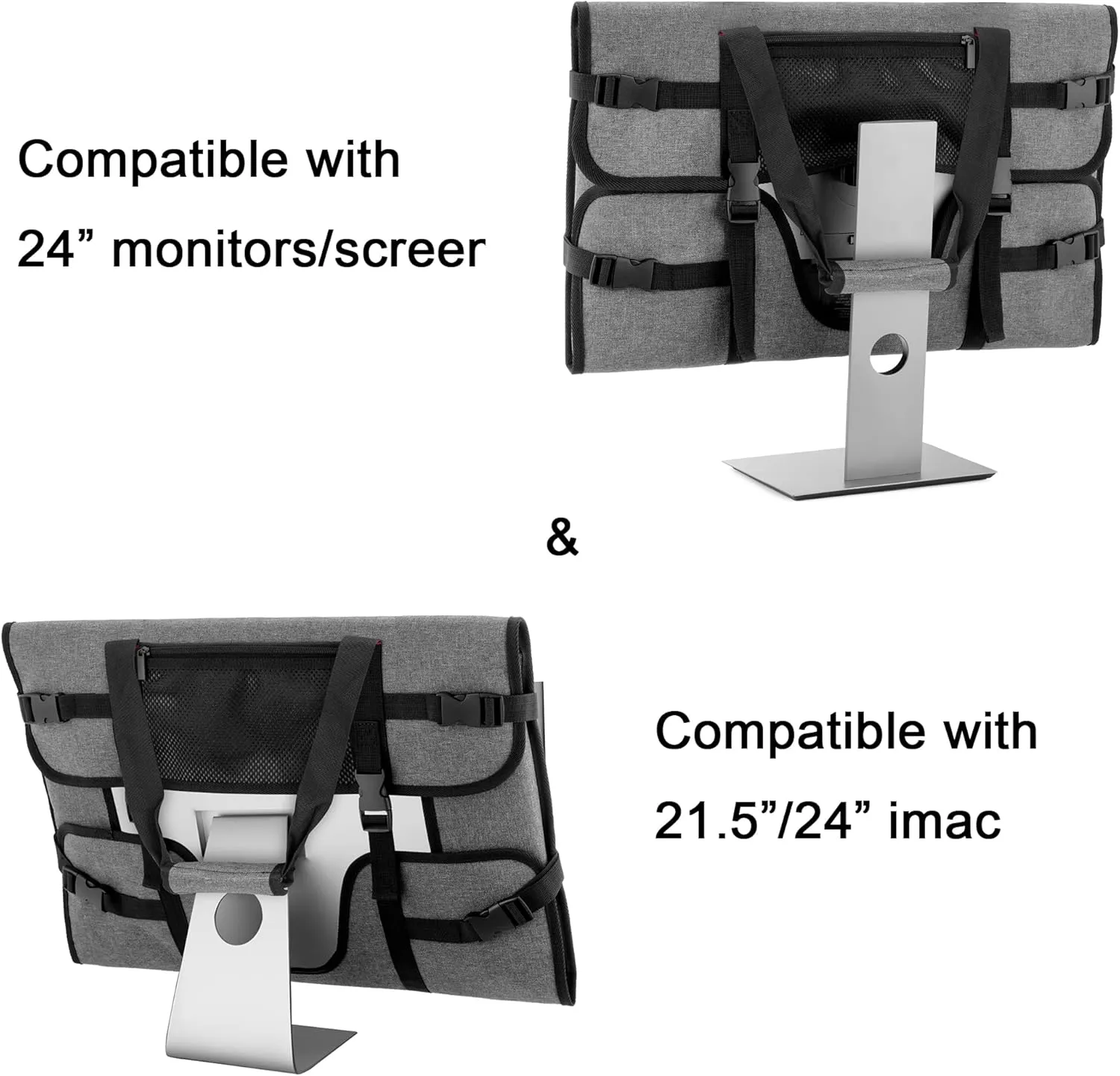 Trunab Carrying Case for 24" Monitors/LCD Screens Compatible with iMac 21.5"/24", Protective Monitor Travel Bag with Padded Velvet Lining (Patented Design)