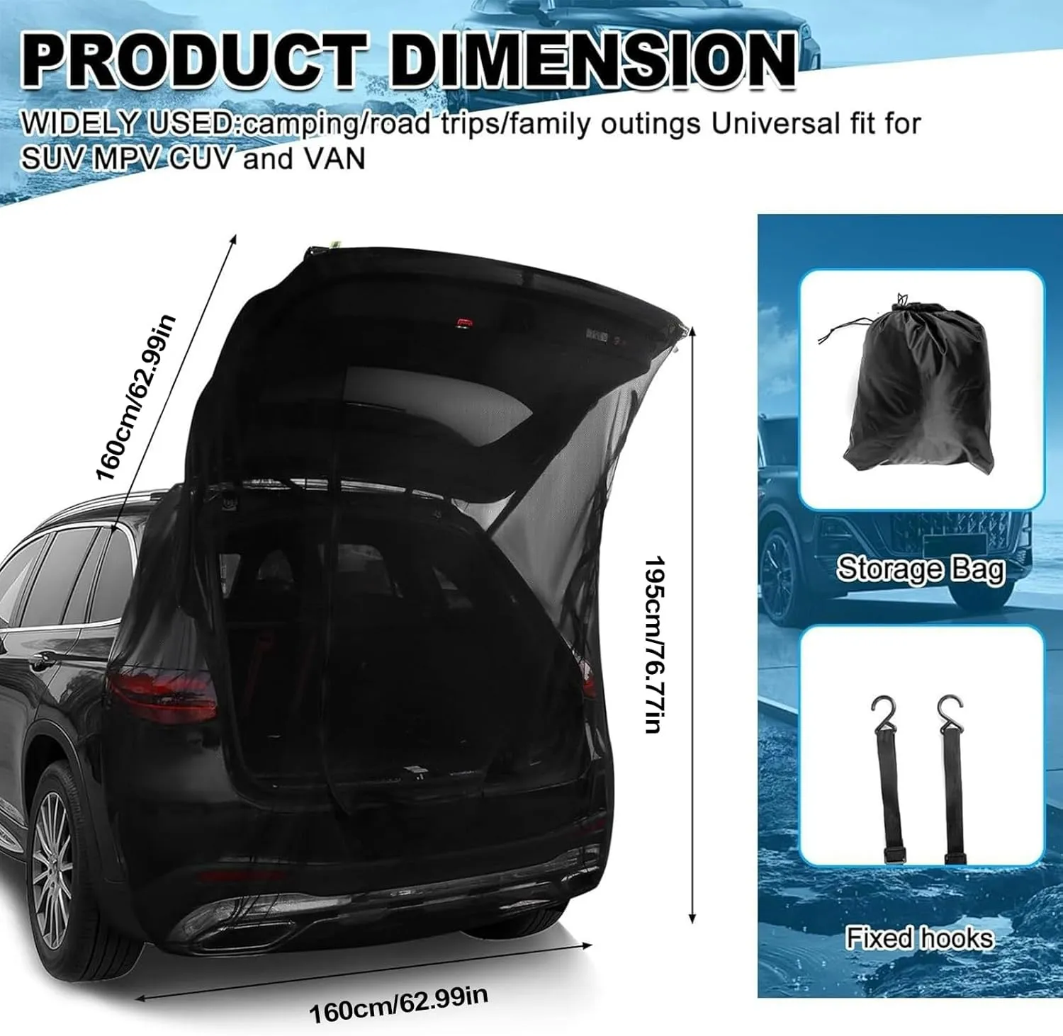 Trunk Tent with Car Awning & Mesh Cover – Anti-Gnat Ventilation Shelter for Tailgate, Beach, RV, Truck Bed, Road Trips & Outdoor Camping – Easy Setup for Long Travel & Shade Protection