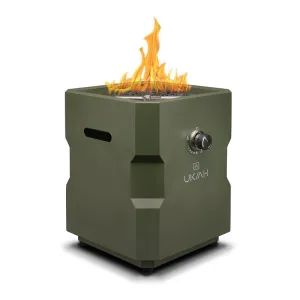 UKIAH Ukiah TK-1043-DG Portable Fire Pit, 16.73 in OAW, 19.88 in OAD, 18.11 in OAH, Rectangular, Propane, Electric Ignition