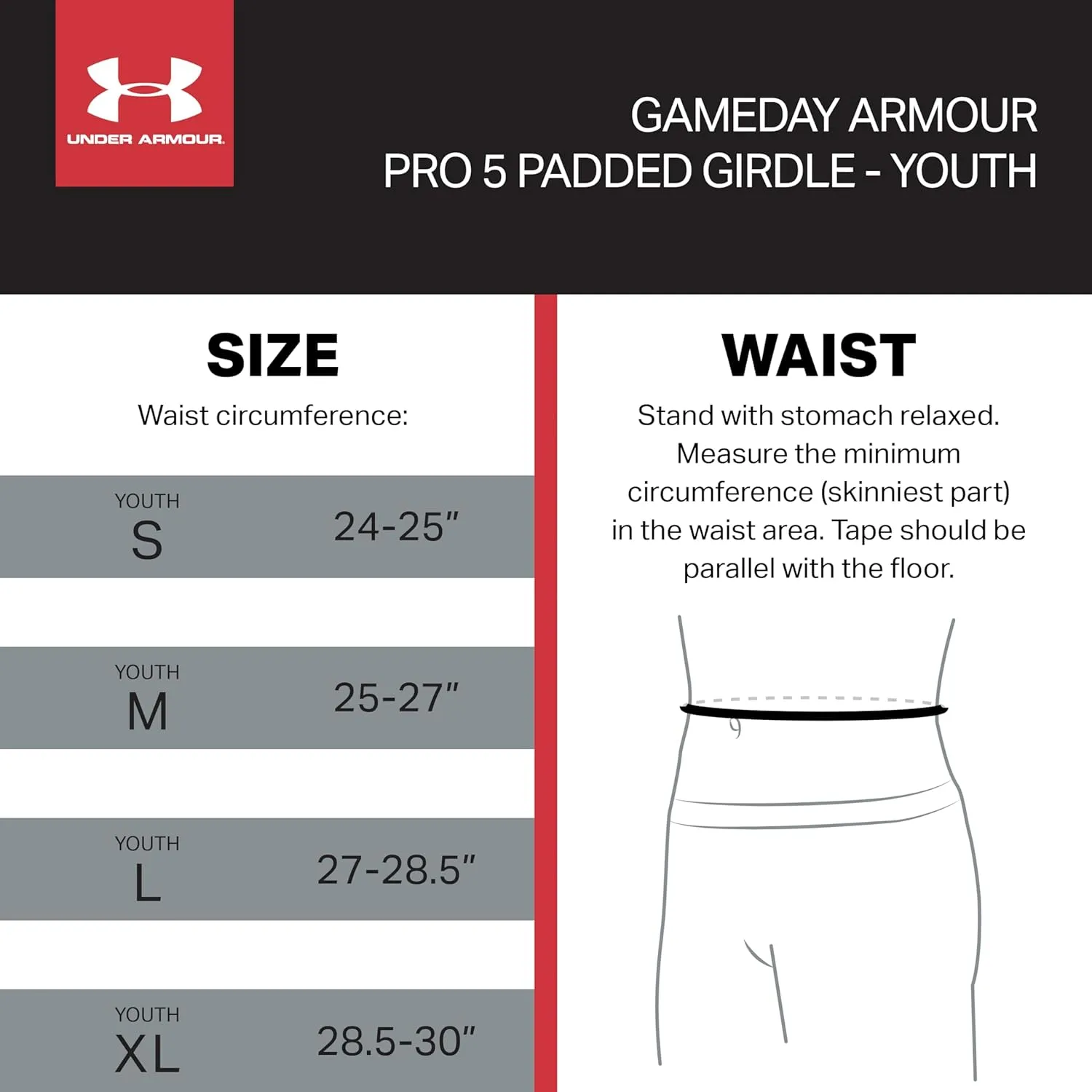 Under Armour Gameday Pro 5-Pad Football Girdle Pant, Comfortable Compression & Protection for Practice & Game Day, Youth Boy's