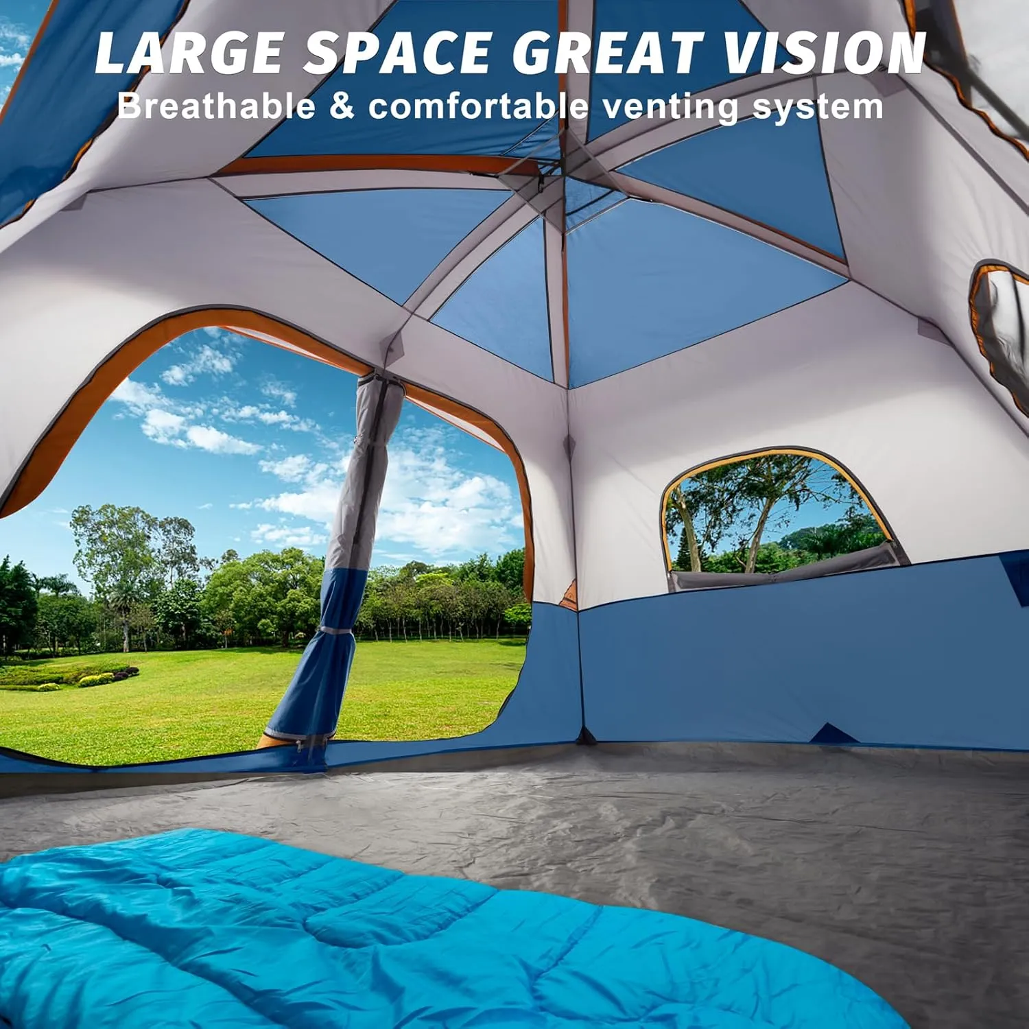 UNP 2/4/6/8 Person Tent, Portable Cabin Tent, Camping Tent 4-Person Easy Set Up, Waterproof with Top Rainfly for Outdoor Camping/Hiking
