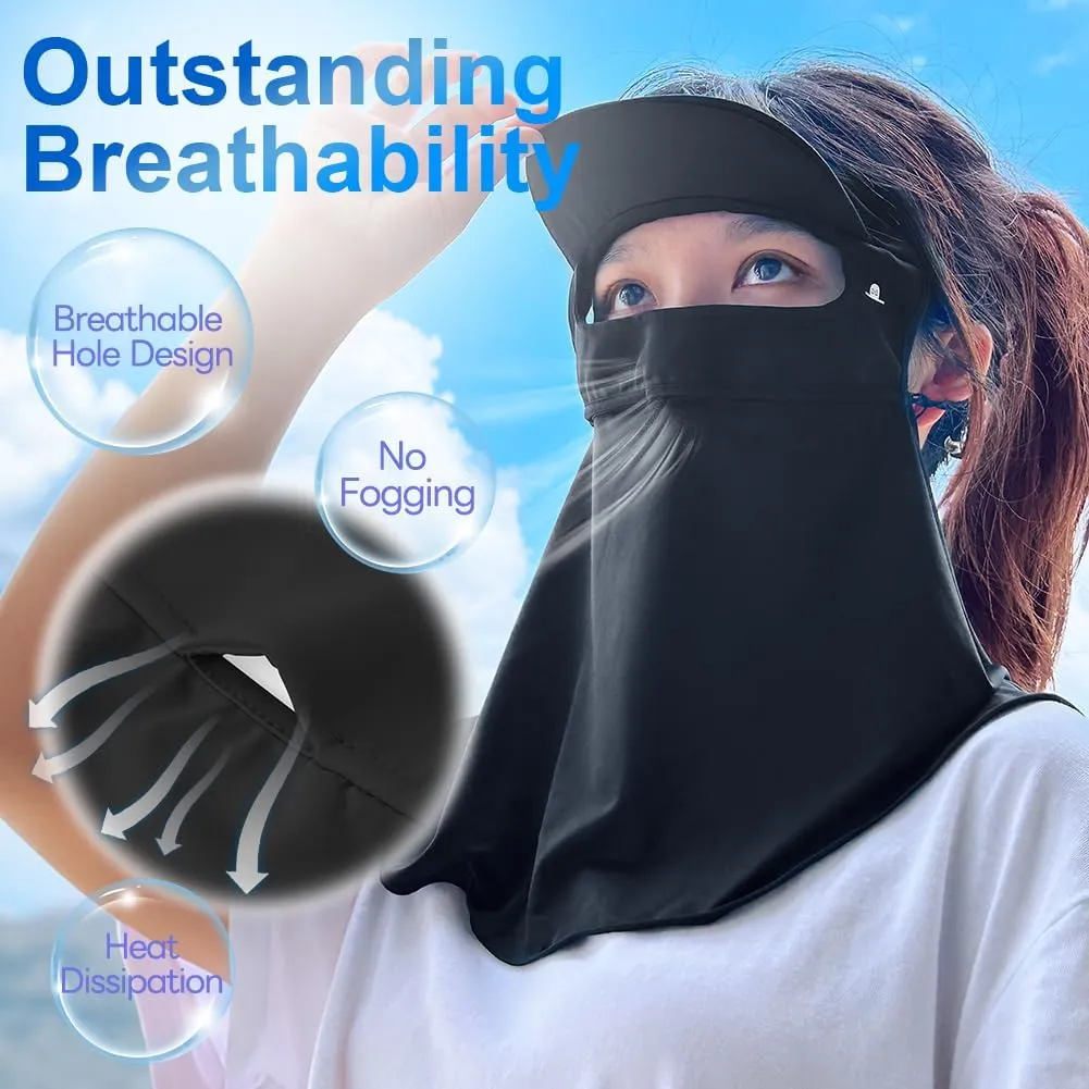 UPF 50  Sun Hat for Golf Cycling Trekking Sports, UV Protective Visor Headwear, Summer Outdoor Face Mask Cover Detachable