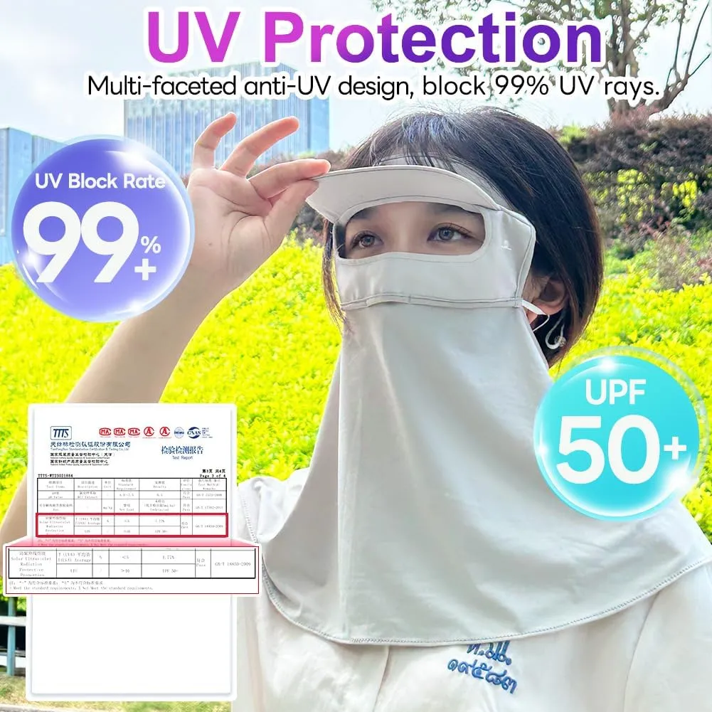 UPF 50  Sun Hat for Golf Cycling Trekking Sports, UV Protective Visor Headwear, Summer Outdoor Face Mask Cover Detachable