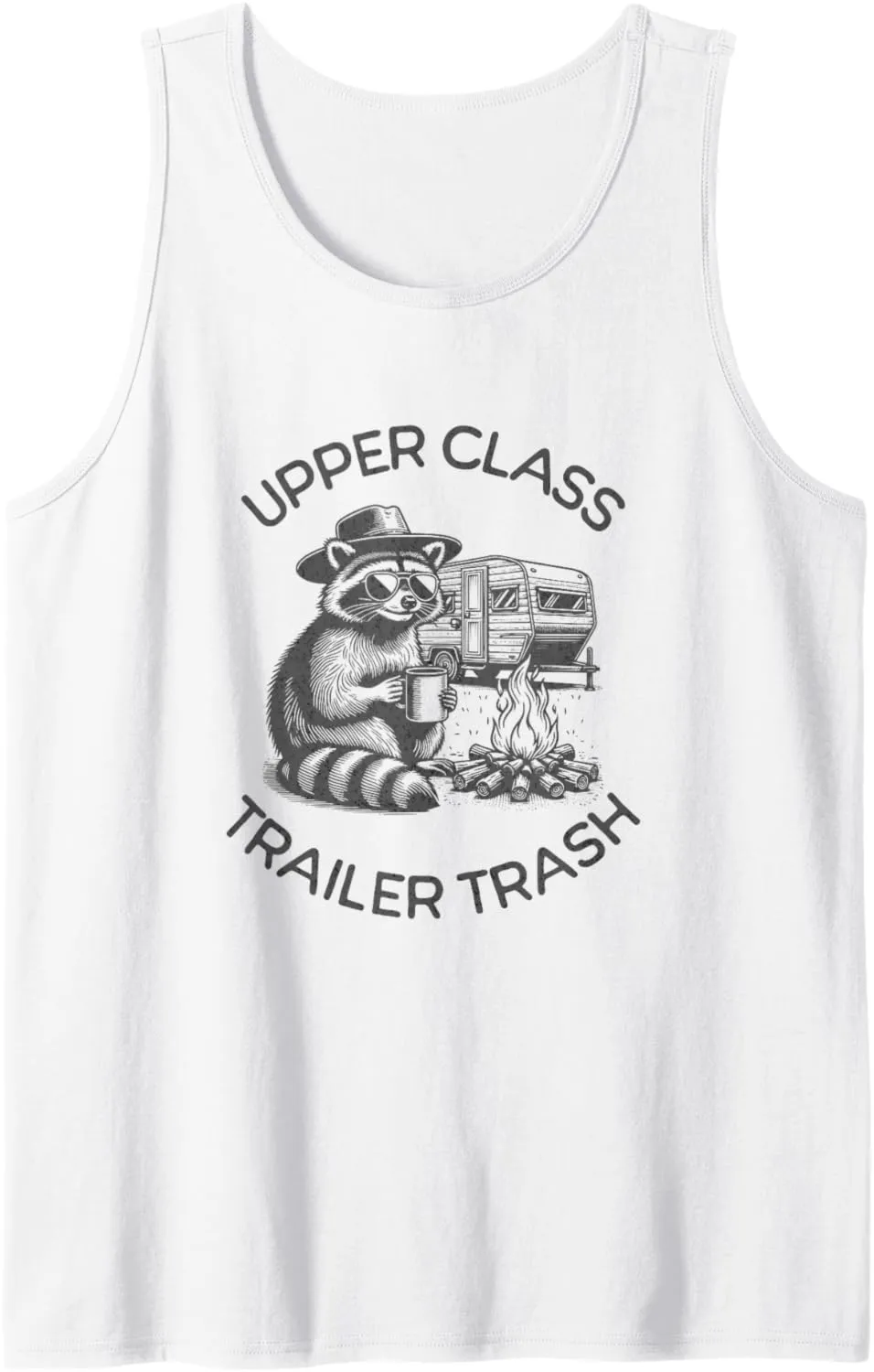 Upper-Class Trailer Trash Western Raccoon With A Cowboy Hat Tank Top