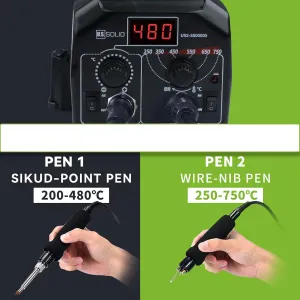 U.S. SOLID Wood Burning Kit Tool Station Dual Pyrography Pen Burner for Adults 2-in-1 Solid-Point 200℉~480℉ w/Temp Display and Wire-Nib 250℉~750℉ with Various Accessories