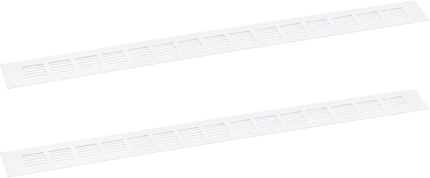 uxcell Air Vents Cover, 2Pcs 600 x 50mm - Aluminum Alloy Mesh Air Return Vent Cover, Rectangle Louvered Ventilation Grille for Shoe Cabinet Wardrobe (White)