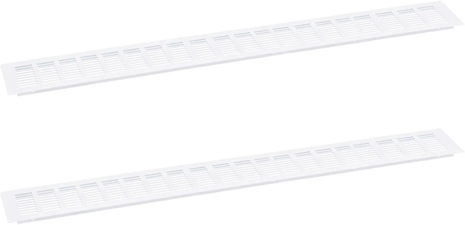 uxcell Air Vents Cover, 2Pcs 800 x 100mm - Aluminum Alloy Mesh Air Return Vent Cover, Rectangle Louvered Ventilation Grille for Shoe Cabinet Wardrobe (White)