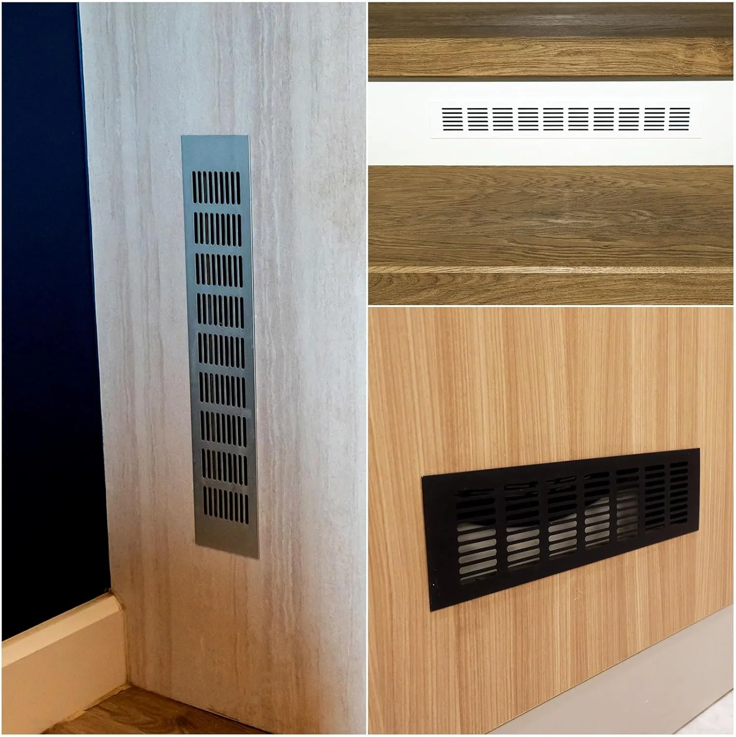 uxcell Air Vents Cover, 2Pcs 800 x 100mm - Aluminum Alloy Mesh Air Return Vent Cover, Rectangle Louvered Ventilation Grille for Shoe Cabinet Wardrobe (White)