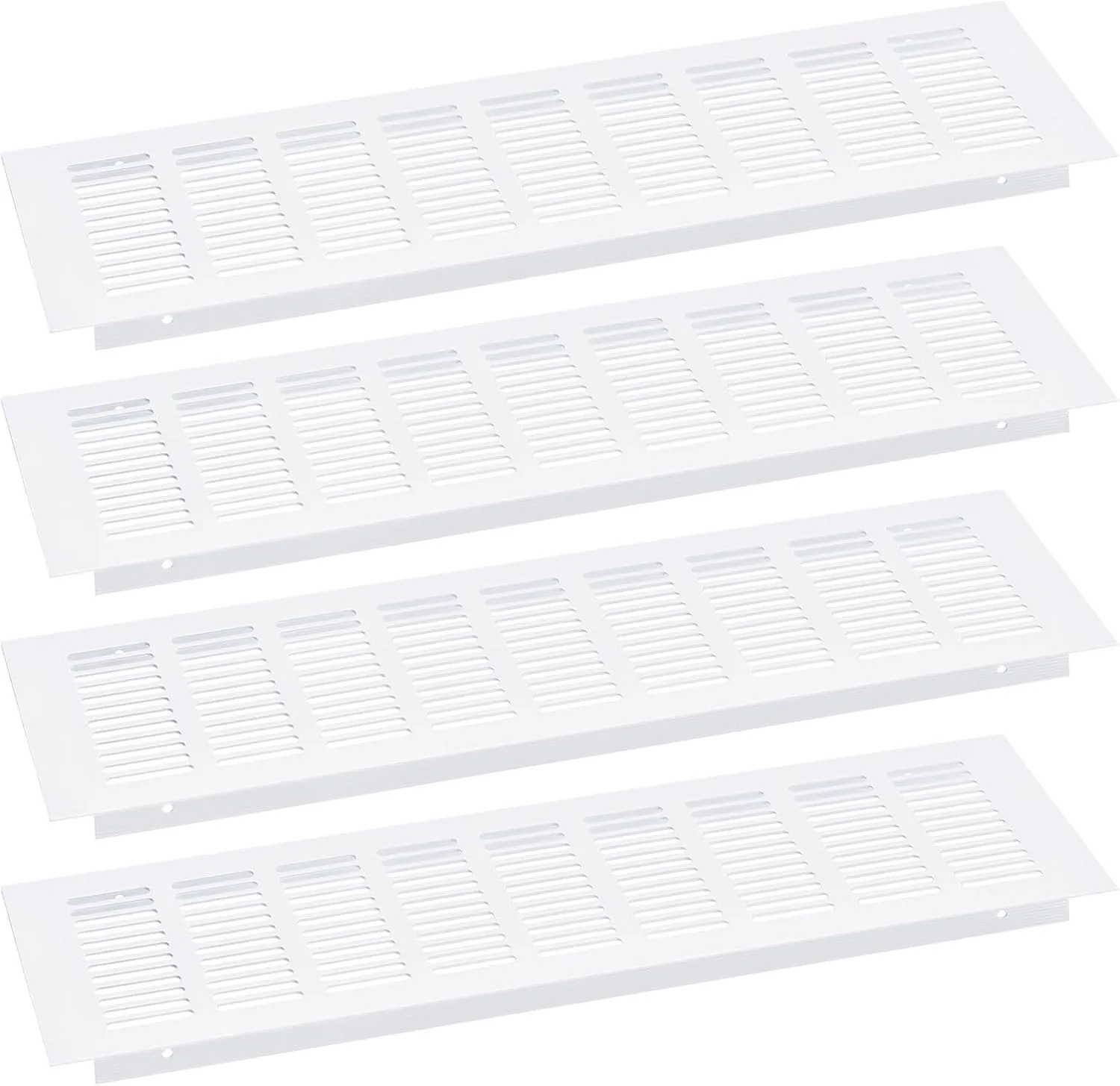 uxcell Air Vents Cover, 4Pcs 400 x 80mm - Aluminum Alloy Mesh Air Return Vent Cover, Rectangle Louvered Ventilation Grille for Shoe Cabinet Wardrobe (White)