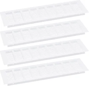 uxcell Air Vents Cover, 4Pcs 400 x 80mm - Aluminum Alloy Mesh Air Return Vent Cover, Rectangle Louvered Ventilation Grille for Shoe Cabinet Wardrobe (White)