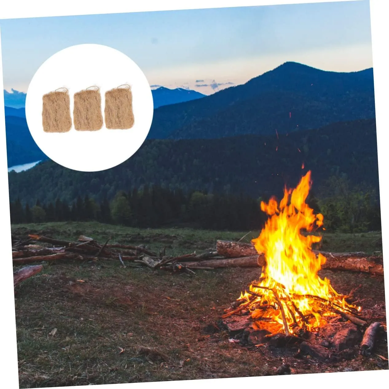 VANZACK 4sets Jute Flame Starters for Camping Lightweight Outdoor Fire Starters Easy to Use Combustion Tools for Campfires and Grills Professional Survival Accessories 3pcs*4