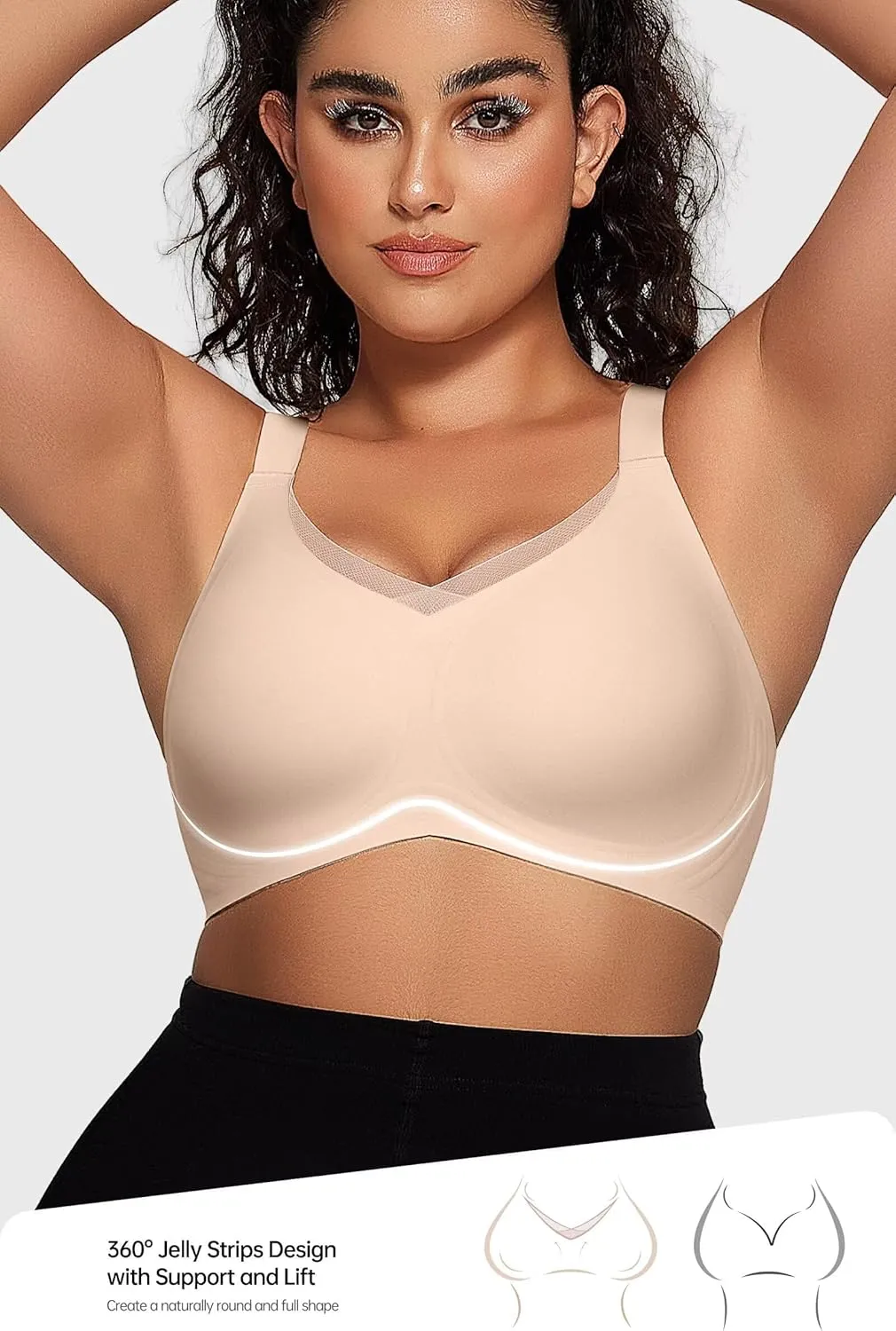 Vertvie Wireless Bras for Women No Underwire Supportive Mesh Crossover Bra Seamless Push Up Full Coverage Everyday Bralettes