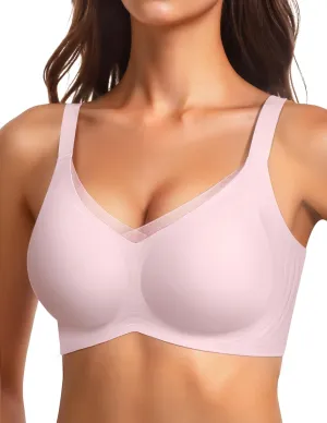 Vertvie Wireless Bras for Women No Underwire Supportive Mesh Crossover Bra Seamless Push Up Full Coverage Everyday Bralettes