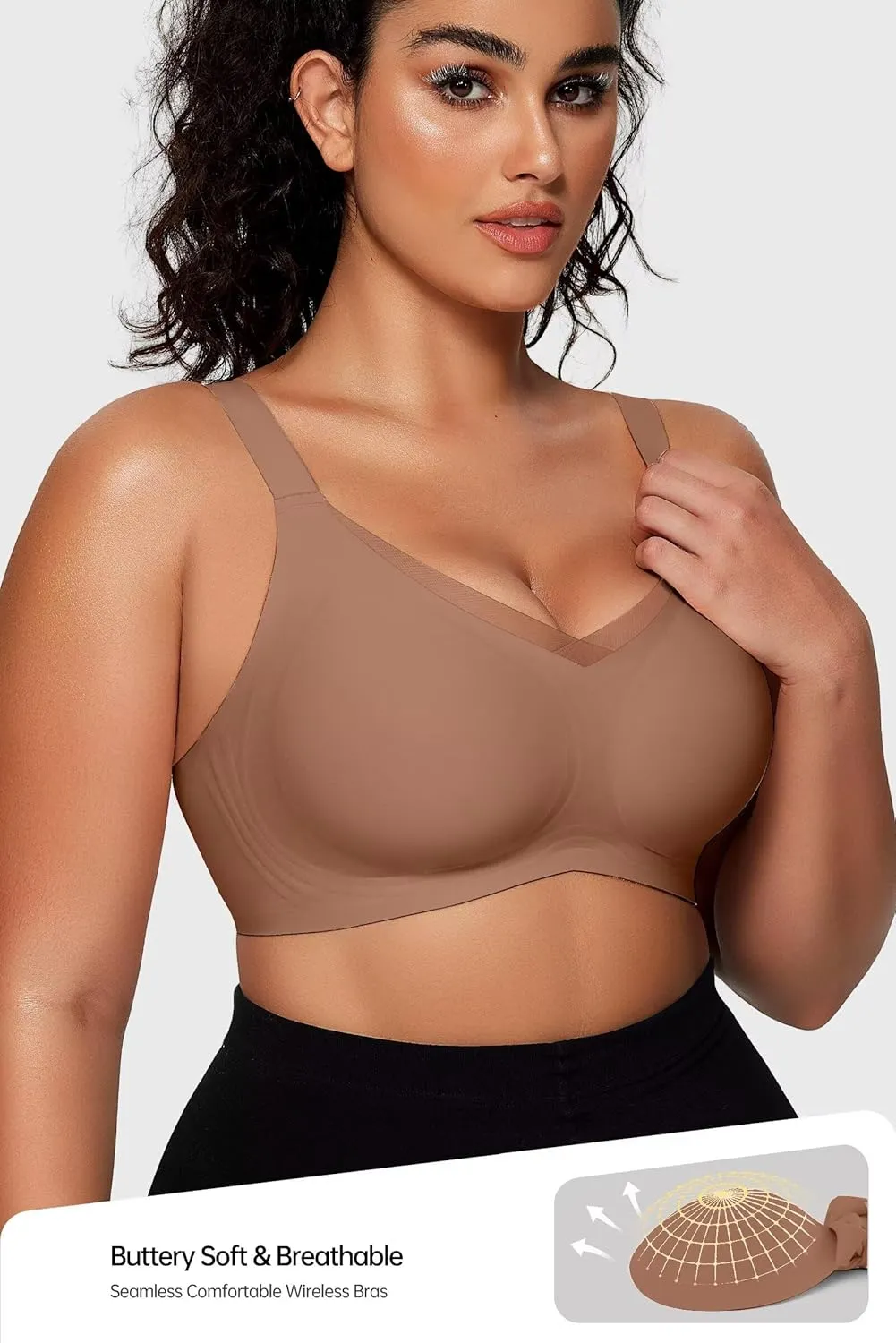 Vertvie Wireless Bras for Women No Underwire Supportive Mesh Crossover Bra Seamless Push Up Full Coverage Everyday Bralettes