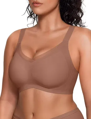 Vertvie Wireless Bras for Women No Underwire Supportive Mesh Crossover Bra Seamless Push Up Full Coverage Everyday Bralettes