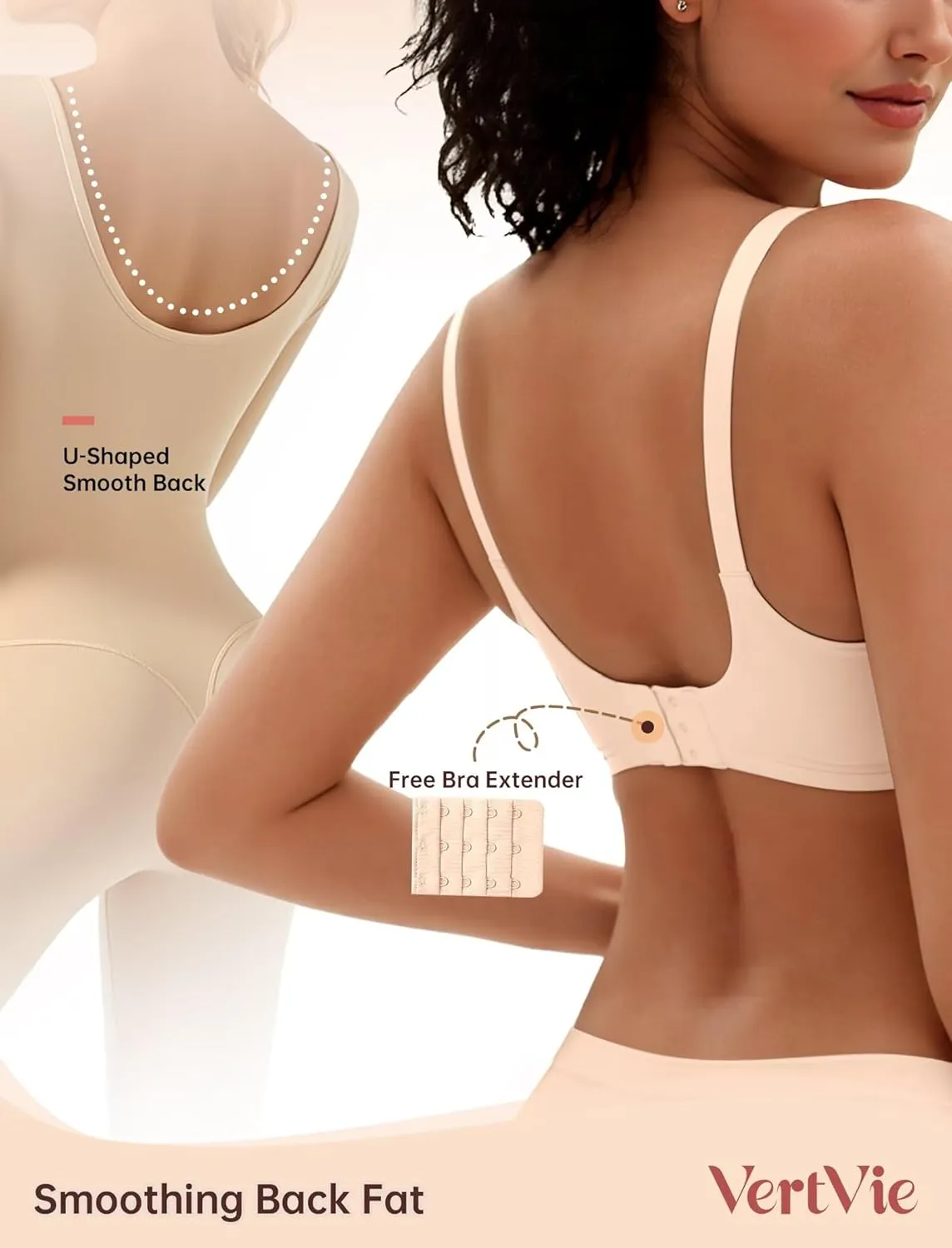 Vertvie Womens Wireless Bras No Underwire Push Up Bra Seamless Supportive Full Coverage Everyday Bras Regular and Plus Size
