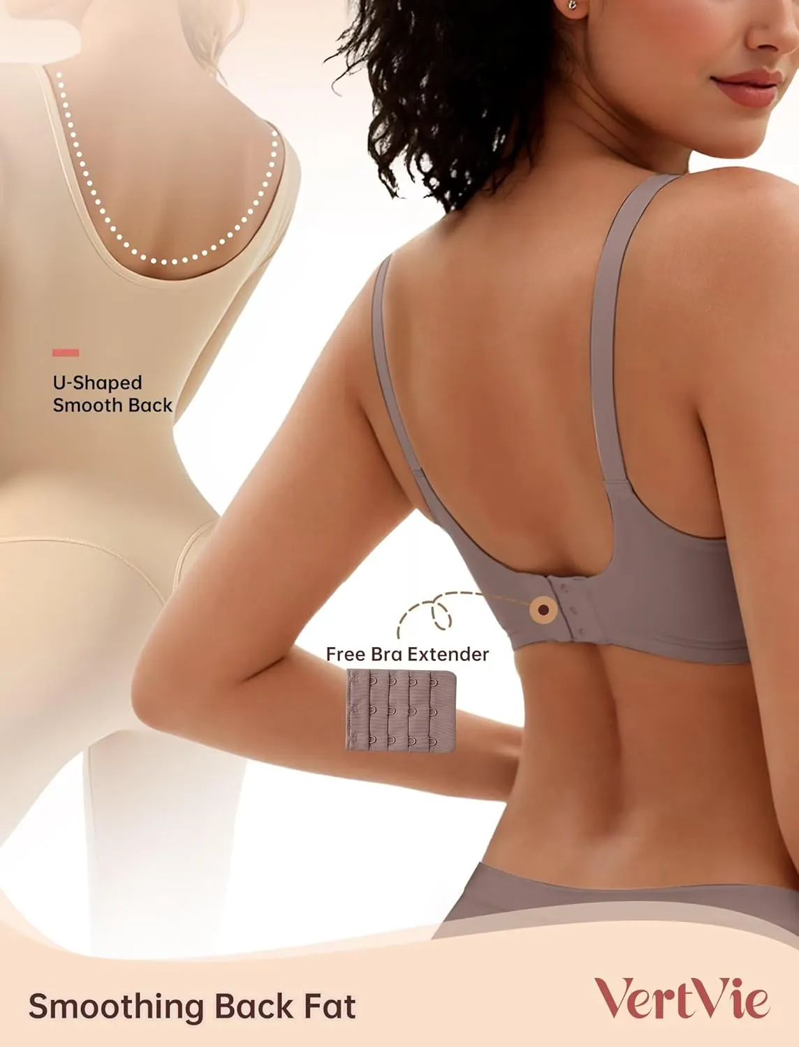 Vertvie Womens Wireless Bras No Underwire Push Up Bra Seamless Supportive Full Coverage Everyday Bras Regular and Plus Size