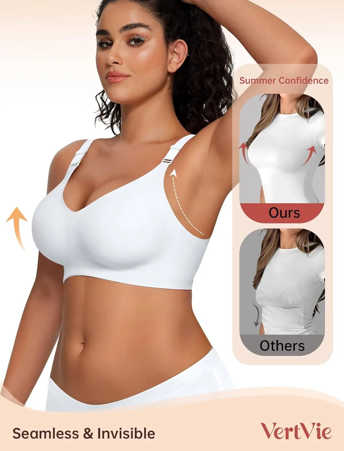 Vertvie Womens Wireless Bras No Underwire Push Up Bra Seamless Supportive Full Coverage Everyday Bras Regular and Plus Size