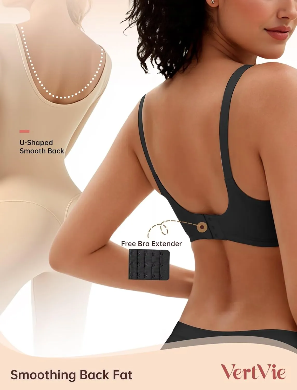 Vertvie Womens Wireless Bras No Underwire Push Up Bra Seamless Supportive Full Coverage Everyday Bras Regular and Plus Size