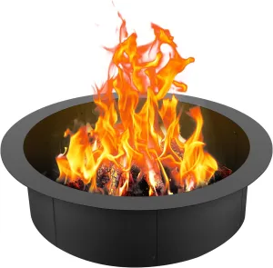 VEVOR Fire Pit Ring, 36-Inch Outer/30-Inch Inner Diameter, 10inch Height 2.5mm Thick Fire Pit Insert, Heavy Duty Carbon Steel Liner DIY Campfire Ring Above or In-Ground, for Outdoor Camping, Bonfires