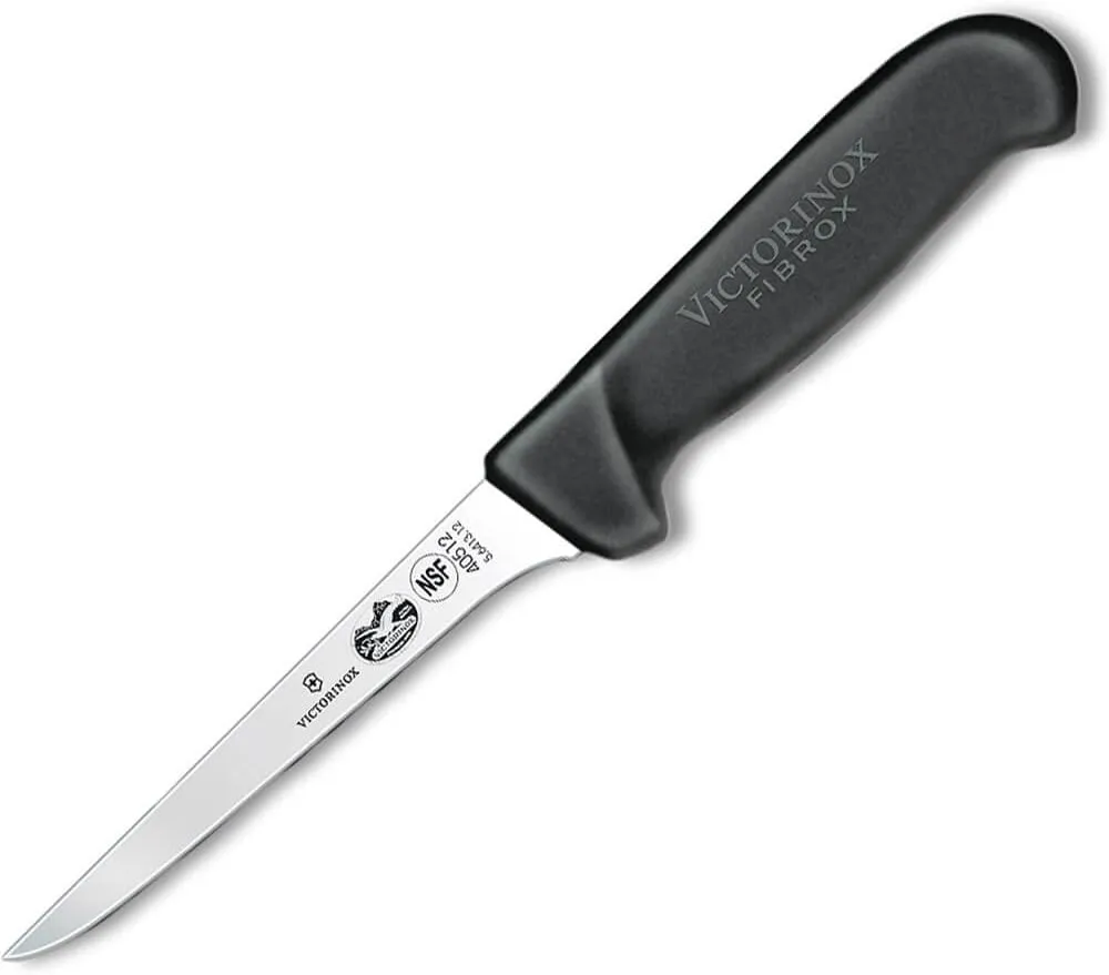 Victorinox Boning, 5" Straight, Narrow, Flexible, Black Fibrox Pro Handle