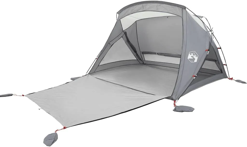 vidaXL Beach Tent for 2 People - Gray Waterproof Sun Shelter with Easy Assembly and Portable Carry Bag for Beach, Sandpit, and Outdoor Recreation