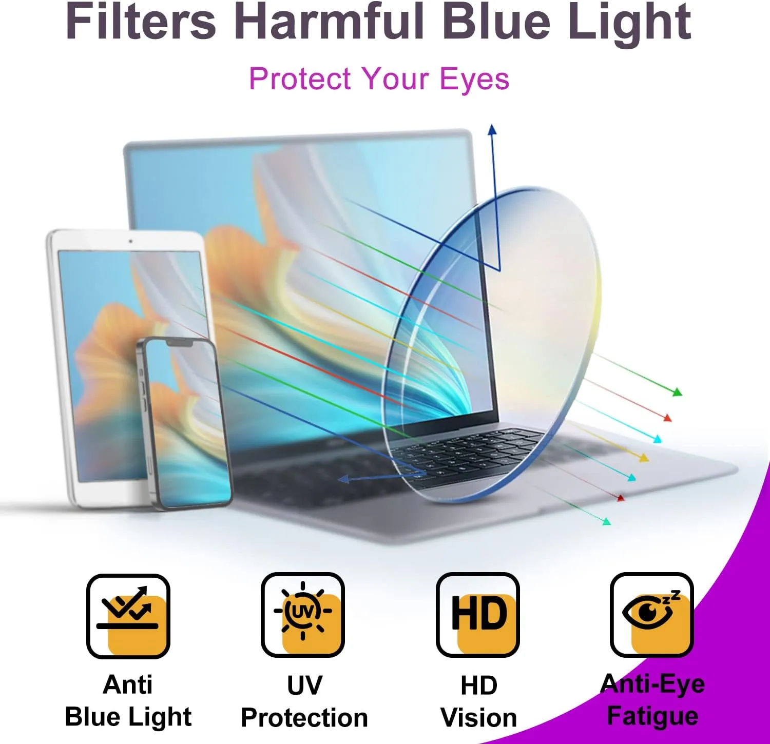 VISOONE Blue Light Blocking Glasses with TR90 Rectangle Frame and Chic Preppy Look for Women Men RIVER