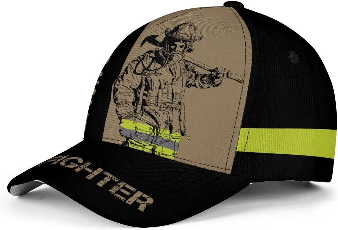 Vybonz Personalized Firefighter Baseball Caps, Firefighter Hats, Fire Department Hat, Fireman Cap Red Black Line Trucker Hats