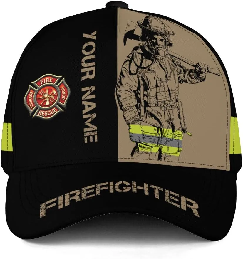 Vybonz Personalized Firefighter Baseball Caps, Firefighter Hats, Fire Department Hat, Fireman Cap Red Black Line Trucker Hats