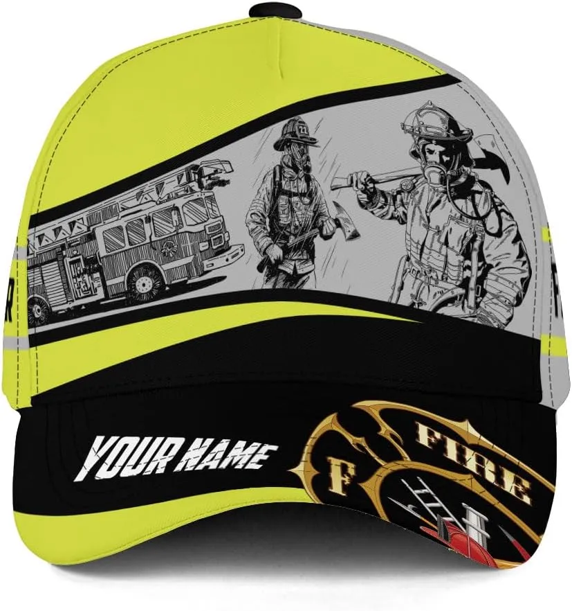 Vybonz Personalized Firefighter Baseball Caps, Firefighter Hats, Fire Department Hat, Fireman Cap Red Black Line Trucker Hats