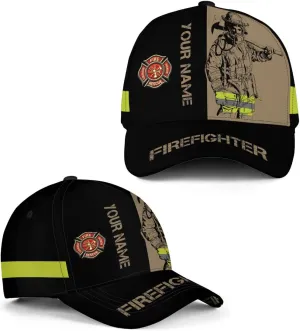 Vybonz Personalized Firefighter Baseball Caps, Firefighter Hats, Fire Department Hat, Fireman Cap Red Black Line Trucker Hats